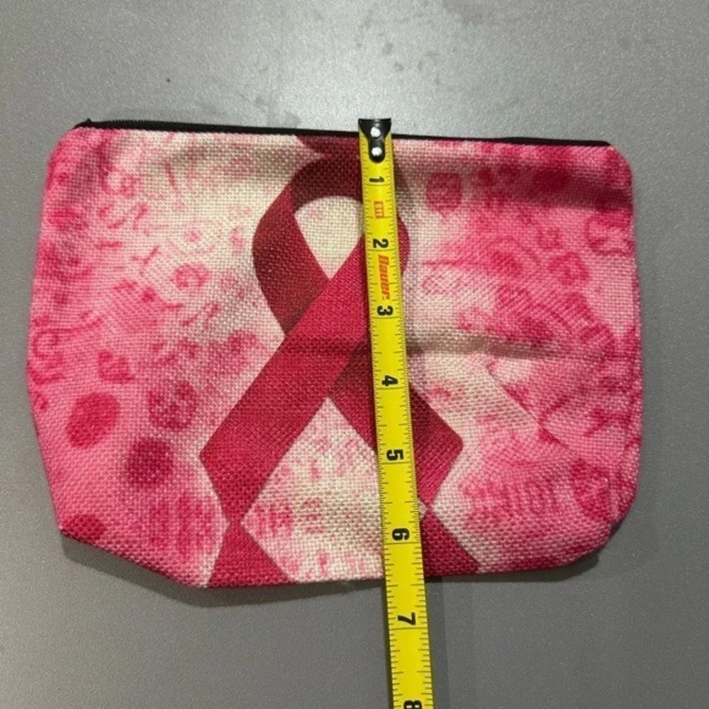 NEW Zipper‎ Pouch Bag makeup first aid etc pink ribbon cancer awareness